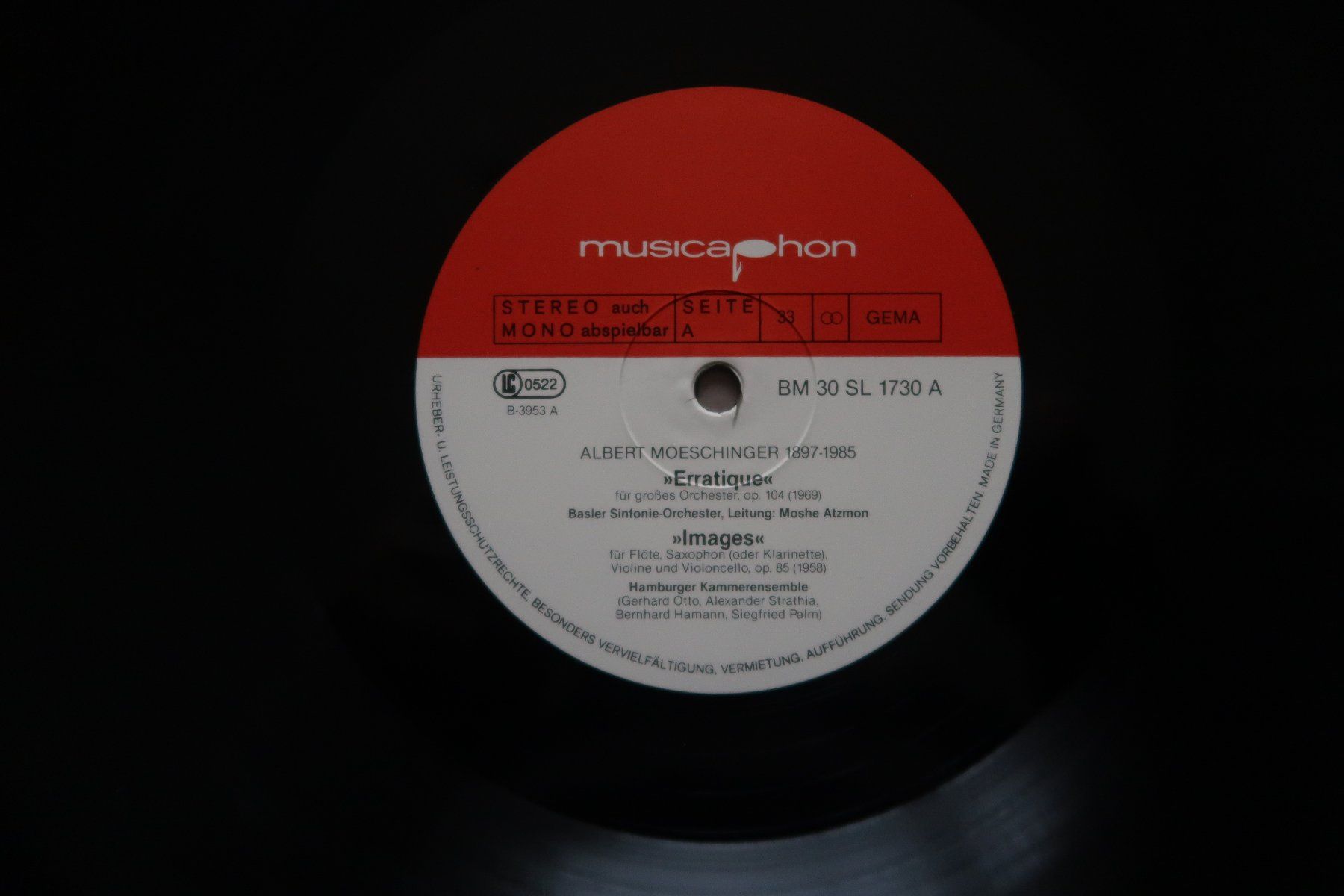Schallplatten: ALBERT MOESCHINGER - BASLER KOMPONISTEN - VINYL LP – Gebraucht aus Basel von Patiscat 3