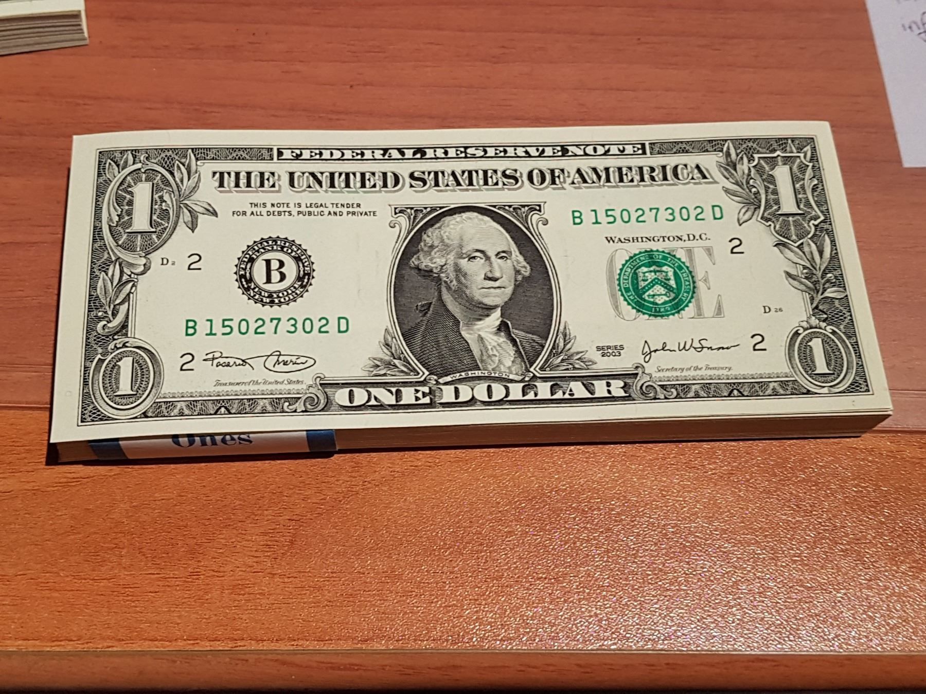Banconote: Note 1 USD 2003 - ganz neu, kassenfrisch – Nuovo e nell'imballaggio originale da Bure venduto da chap981 4