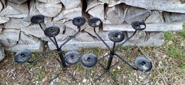 2 Kerzenstaender für je 5 Kerzen, schwarz, Metall