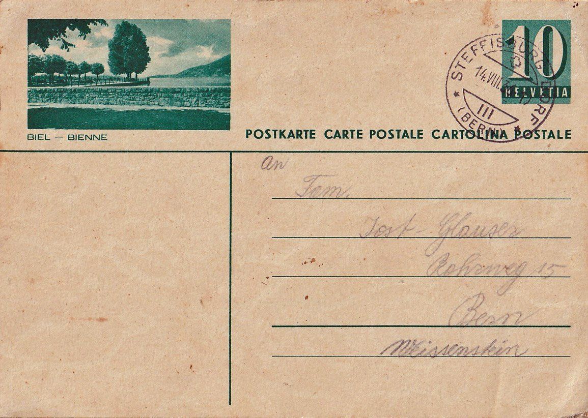 Tutti i francobolli: 1936 Postkarte Biel - Bienne – Usato da Arlesheim venduto da gaugi43