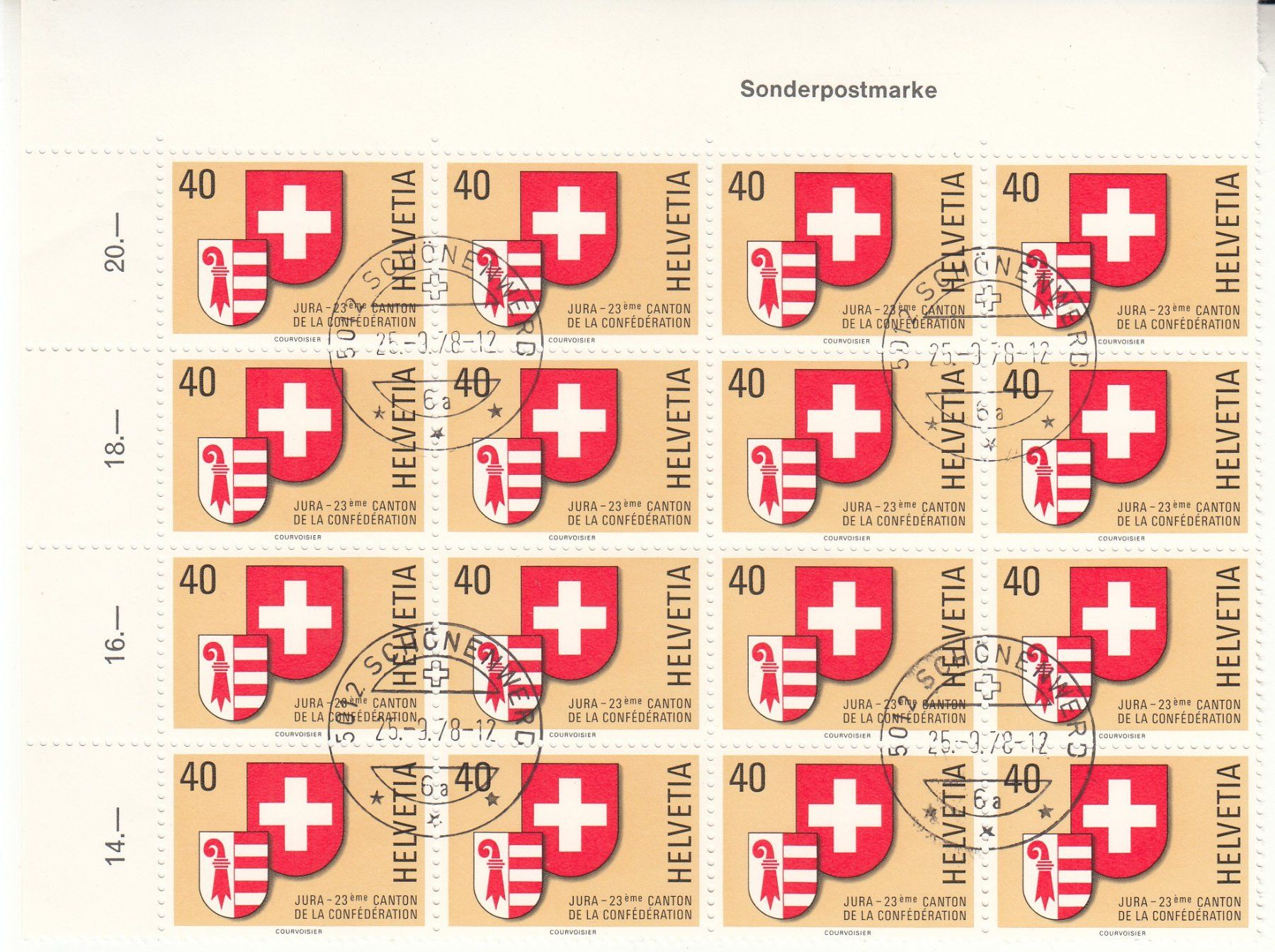 Tutti i francobolli: SBK 621 Teilbogen mit ET Schönenwerd – Usato da Bürglen TG venduto da StampGraf