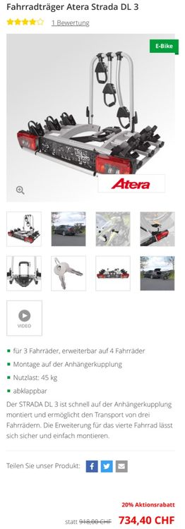 Atera Strada DL 3 - für 3 Fahrräder