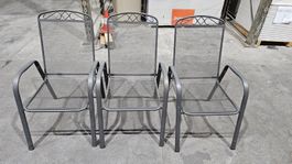Gartenstühle Metall grau 3er Set guter Zustand