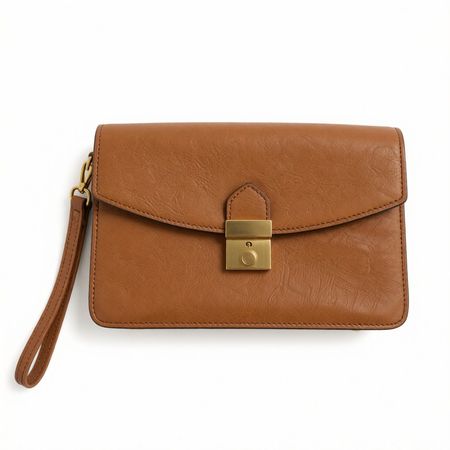 Amiet Herrenclutch Tasche Cognac Leder vintage