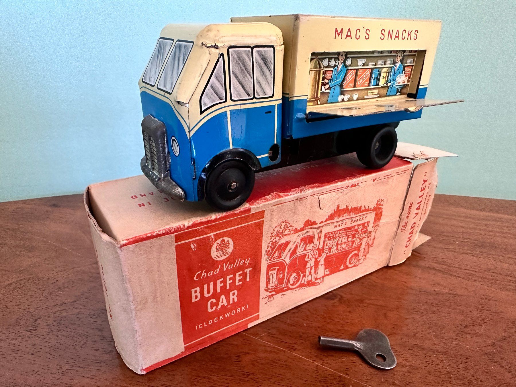 Giocattoli: Chad Valley Buffet Car "Mac's Snacks" Made in England 1950's – Usato da Seuzach venduto da Jage