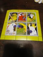 Bloc de 6 timbres perroquets Congo 2003, rare!