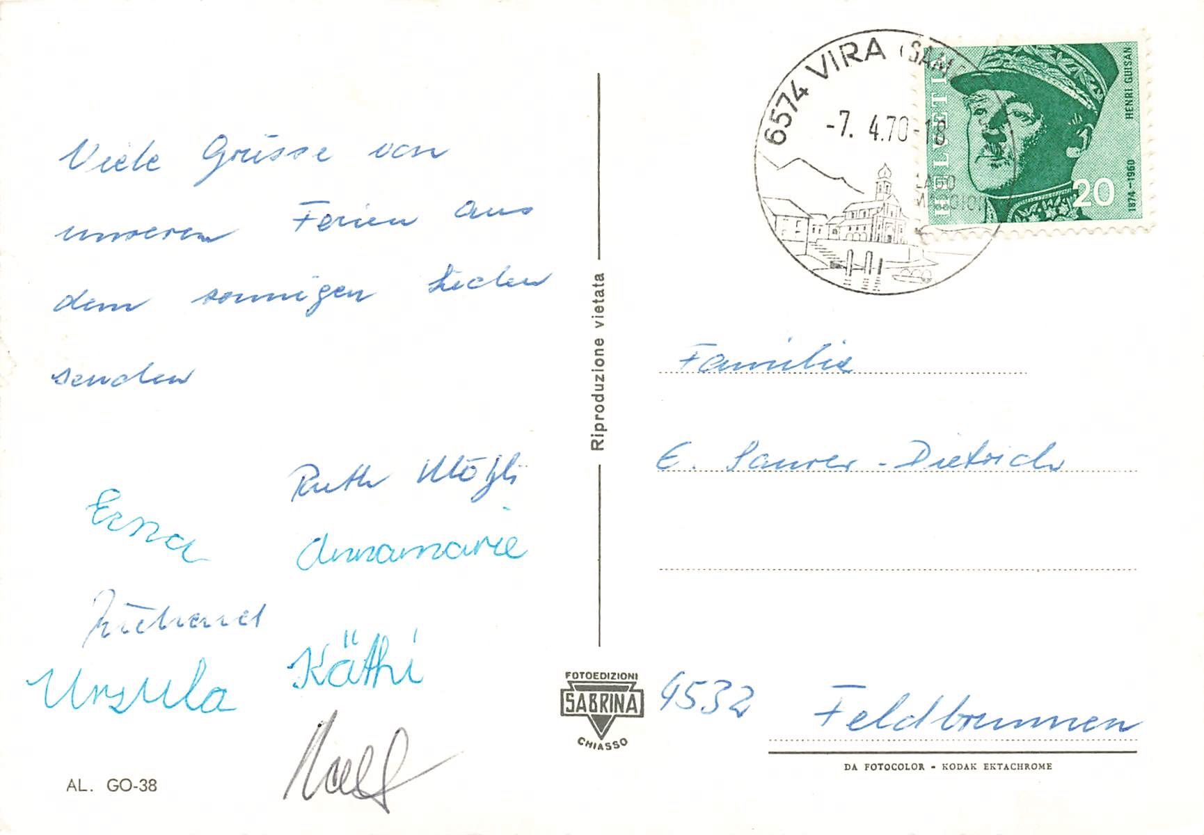 Cartoline postali: Gambarogno Vira – Usato da Biasca venduto da Blenio71 1