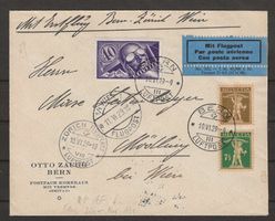 1929 : Flugpostbrief Bern - Zürich - Wien, KP 380.--