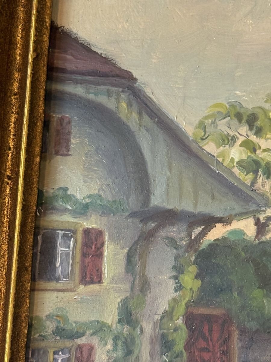 Dipinti: Ölgemälde Kirchlindach b. Bern von Wohlgenemuth 1949 – Usato da Grenchen venduto da swiss.antiques 7
