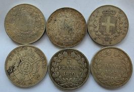 Italie/ France lot de 5 pièce en argent
