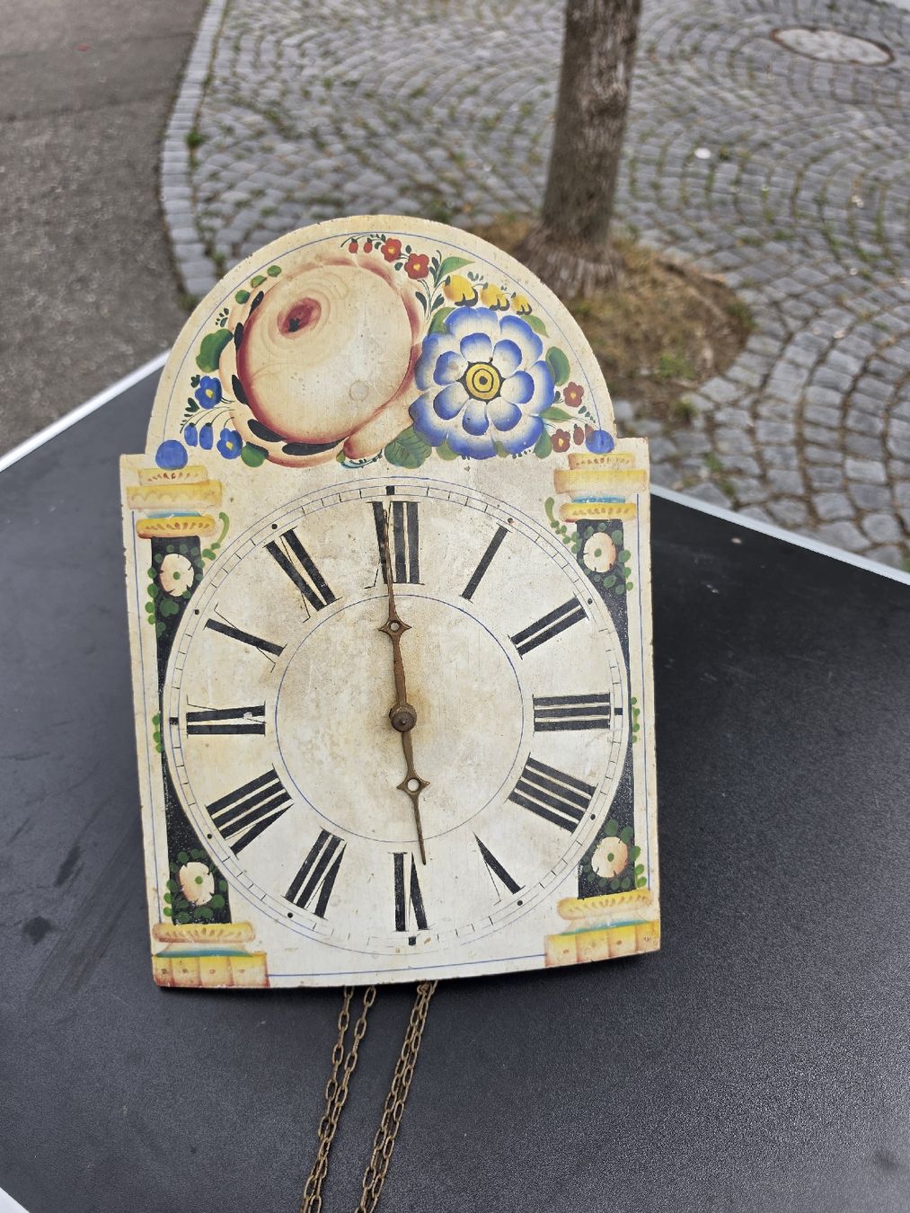 Orologi da terra & Orologi da parete: Wanduhr mit handgemalter Dekoration, defekt – Difettoso da Mettlen venduto da elios0888 4