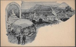 Um 1900 AK Gruss aus STANS vier Ansichten attraktiv ab 1.-