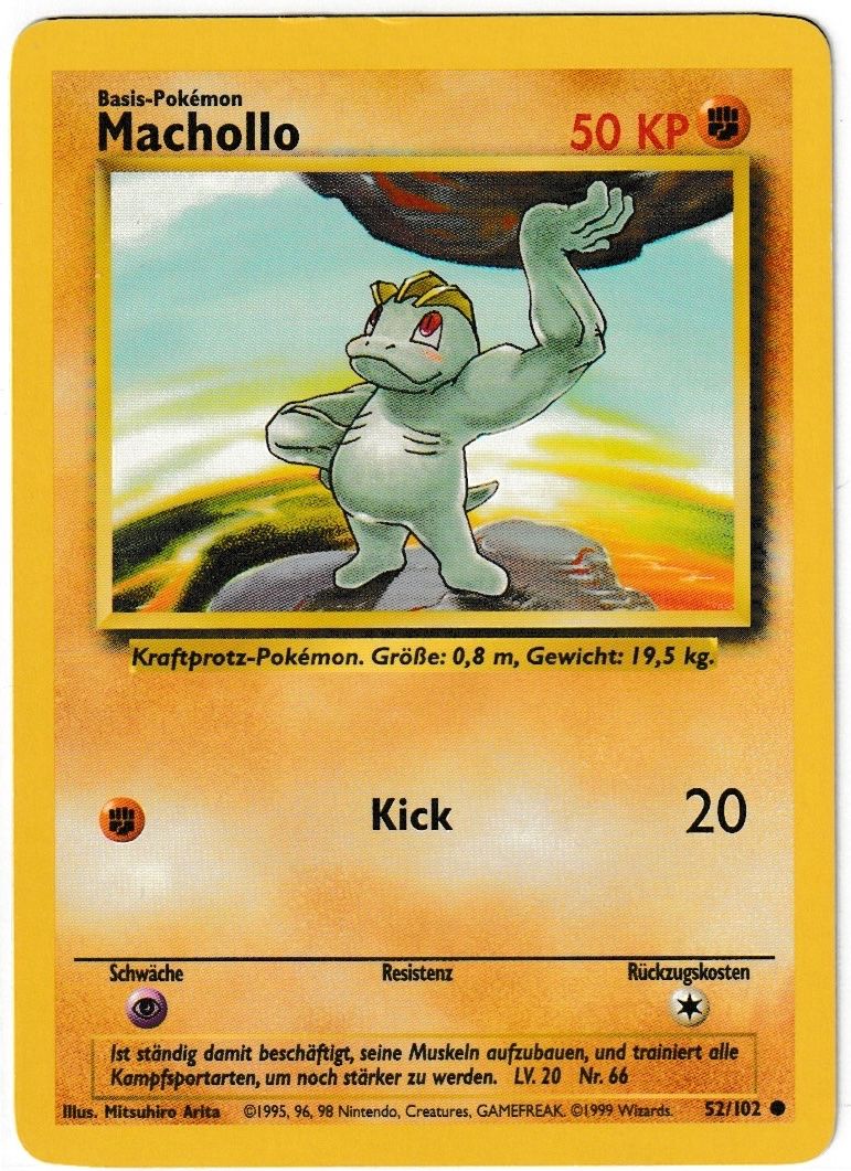 Pokémon Carte collezionabili: Pokémon Machollo (52/102), Basis Set – Usato da Biel/Bienne venduto da historian-198