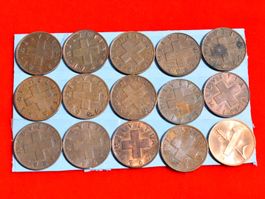 15x 1 Rappen von 1948 - 1975    M1106H