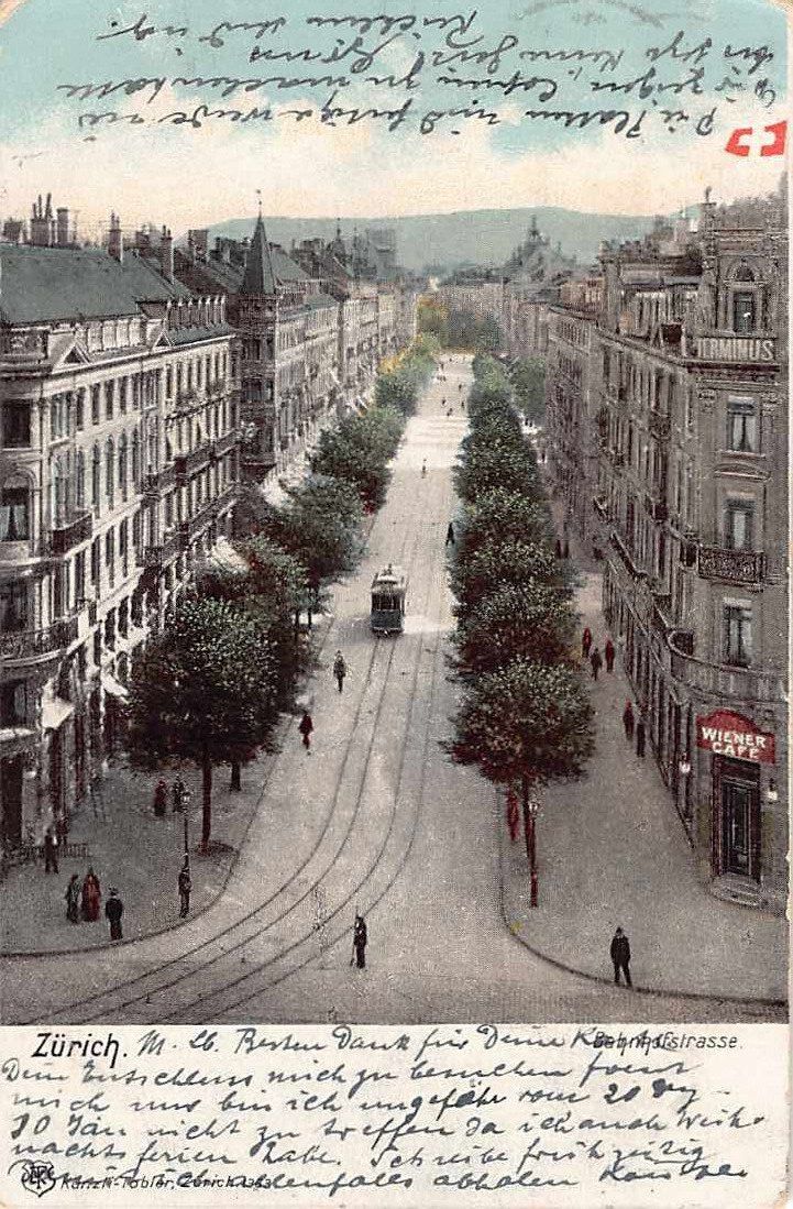 Cartoline postali: Gruss von der BAHNHOFSTRASSE 1904 – Usato da Winterthur venduto da SchatzchischtliWinti