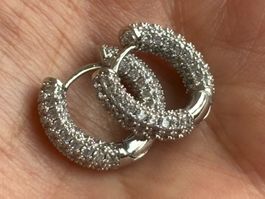 Luxus Elegante MiniCreolen  Ohrstecker Farbe Silber