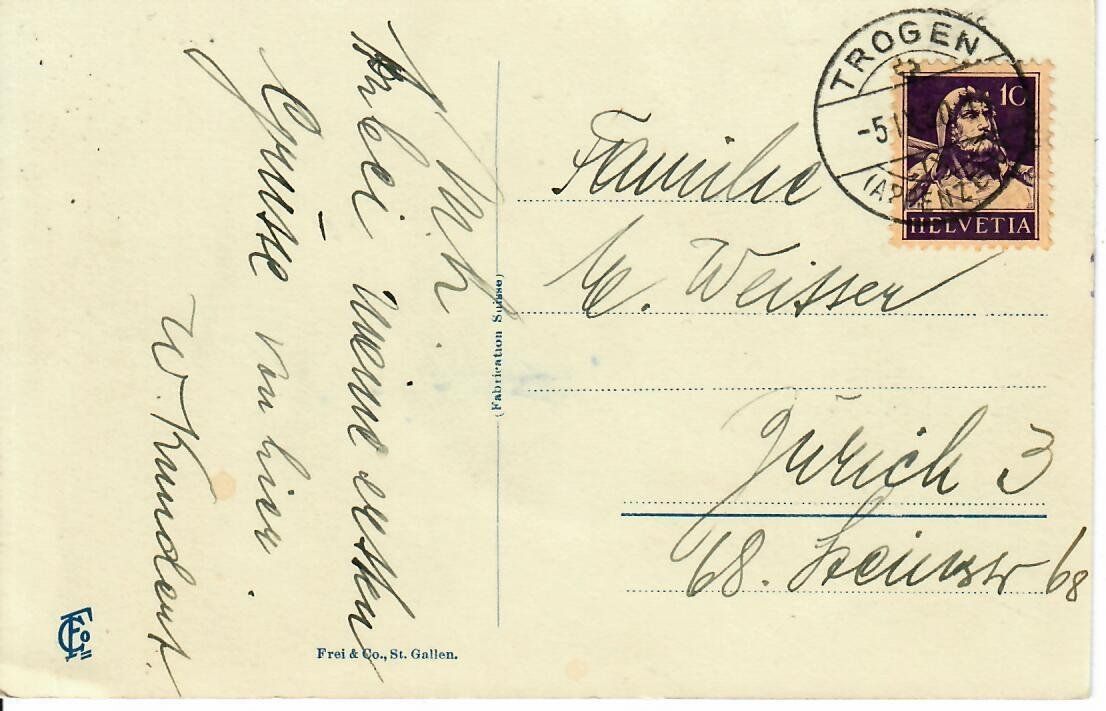 Cartoline postali: Trogen mit Rehetobel – Usato da Hochdorf venduto da Ziegel-16 1