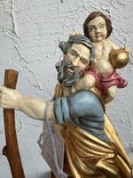 Grosse Holzfigur Hl. Christophorus 57 Cm Holzfigur