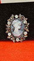 Elegante Vintage Cameo Brosche, Silber Look, zeitlos!