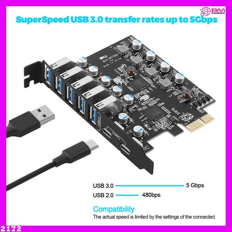 Lecteurs & Adaptateurs: PCIe USB 3.0-Kartenerweiterung USB-A 5X USB-C 2X PCI Express – Neuf avec emballage d'origine à Unterägeri par RmOnline