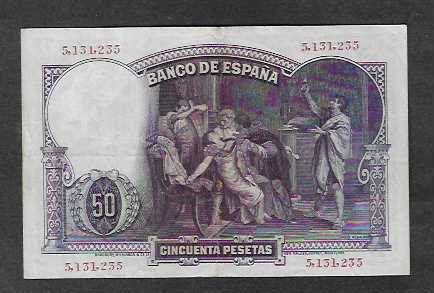 Banconote: Spanien  50  Pesetas  1931  Gebraucht  SCHöN – Usato da Gordola venduto da coinsandnotes 1