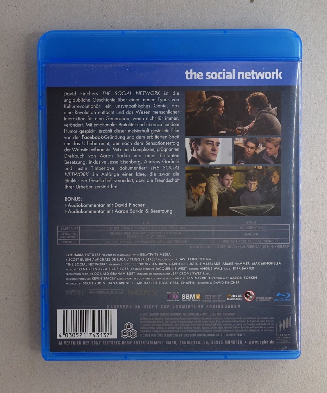 Tutti i DVDs: The Social Network - Blu-ray mit Jesse Eisenberg – Usato da Sessa venduto da fraenklishop 1