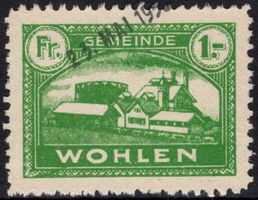 1 Fr. gelbgrün - Fiskalmarke von WOHLEN