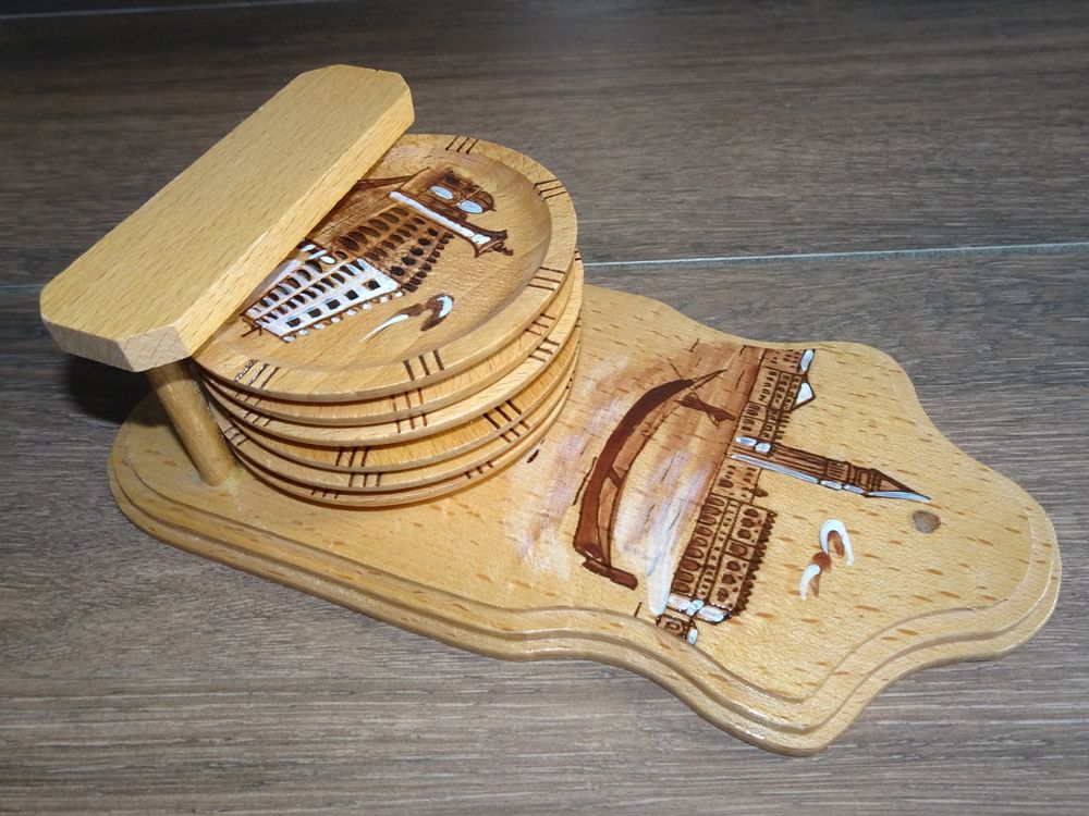 Lot 38 Sous-Verres En Bois Brut 10x10cm + 150 Patins Antidérapants - Carrés à Personnaliser DIY Peinture, Gravure - Idée Cadeau