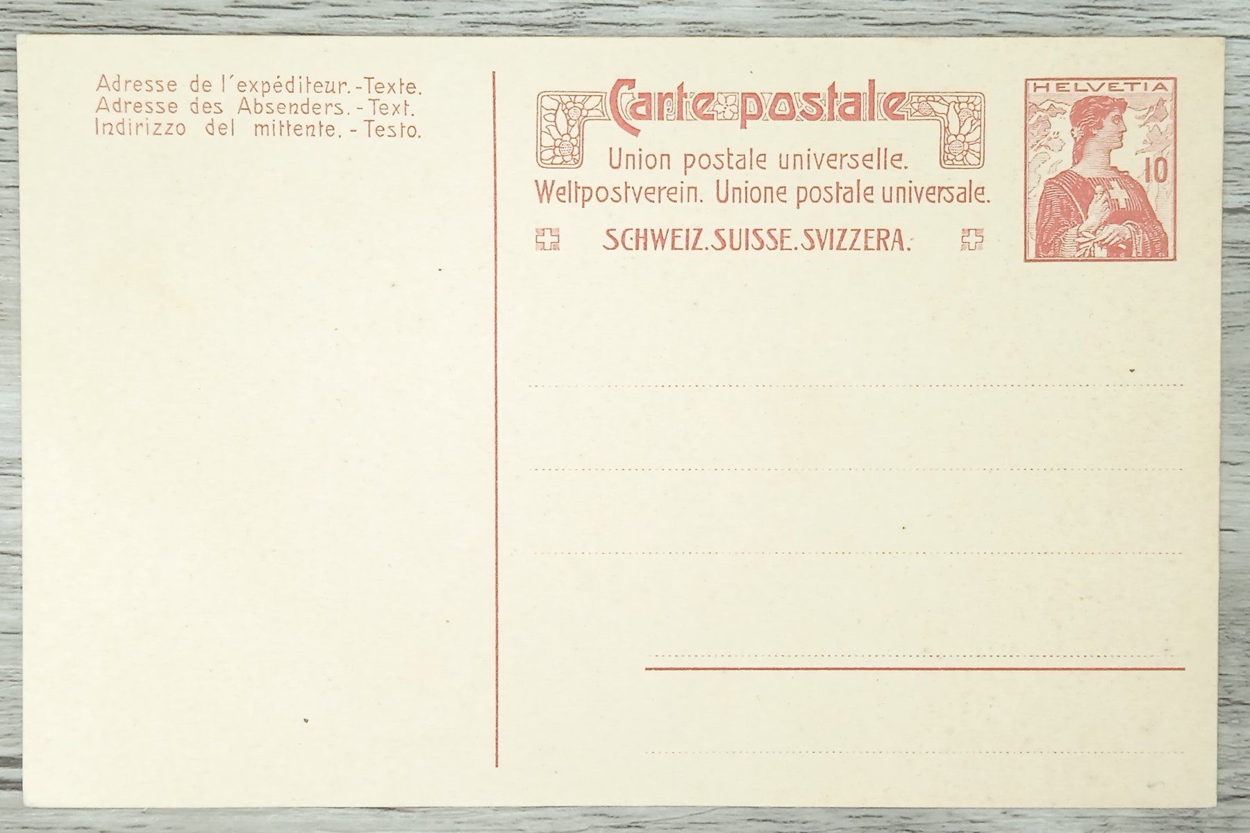 Tutti i francobolli: TR10 Carte Postale + Timbre Suisse 19xx – Usato da Cousset venduto da Patrick_Collections