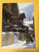 Zermatt Wallis alter Dorfteil Kutsche Bauer