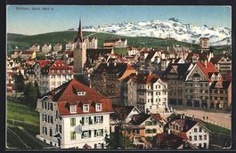 AK Herisau, Ortsansicht mit Säntis