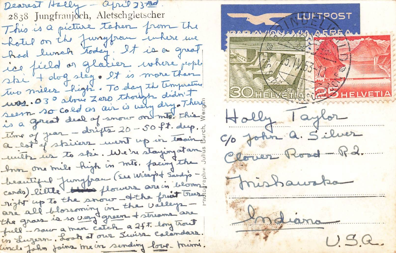 Cartoline postali: Jungfraujoch (BE) Aletschgletscher – Usato da Biasca venduto da Blenio71 1