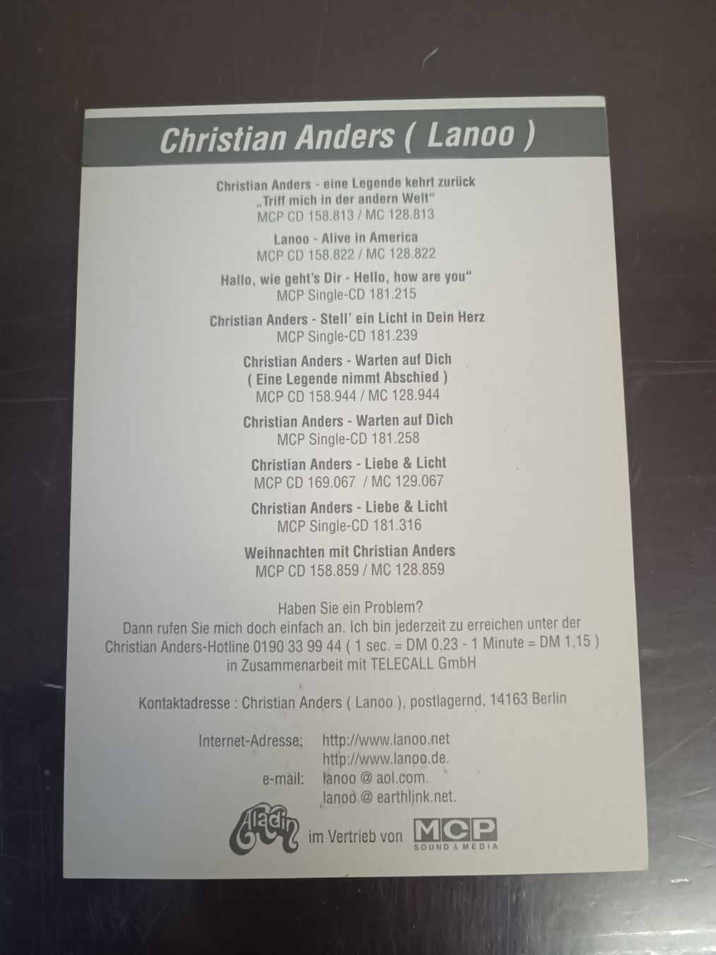 Autografi: Christian Anders - handsignierte Autogrammkarte – Usato da Menziken venduto da Artographs 1