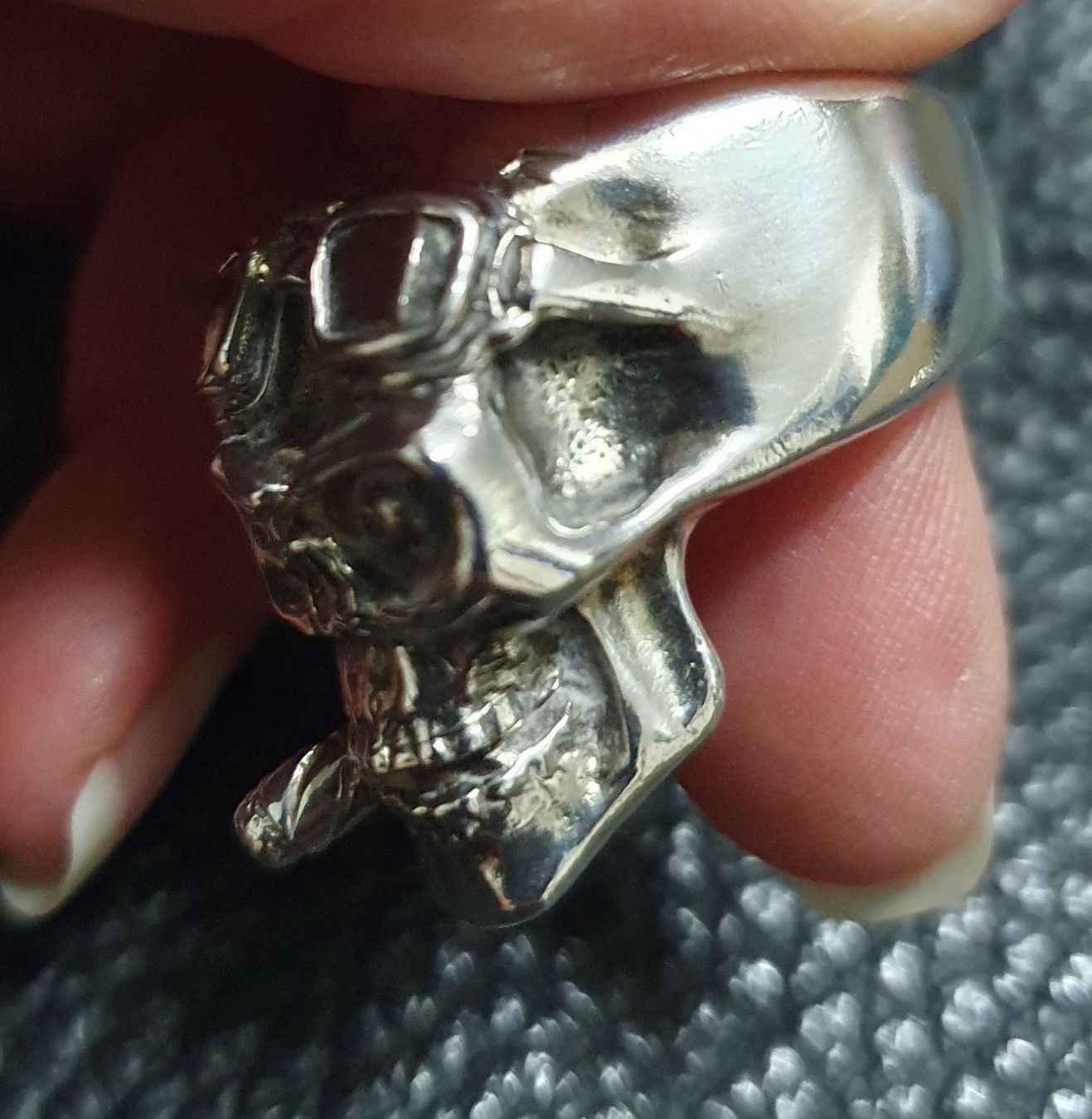 Ringe: Neu: Ring Bikerschädel mit Zigarre  / Gr. 63 /40Gr. / Silber – Neu (gemäss Beschreibung) aus Muri AG von Edlerweiss-Schwarz 3