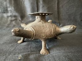Antico portacandele indigeno tartaruga in bronzo 🐢🔥