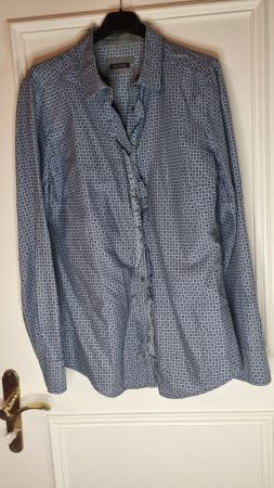Marc O'Polo Bluse Gr. 40 - Damenhemd blau gemustert