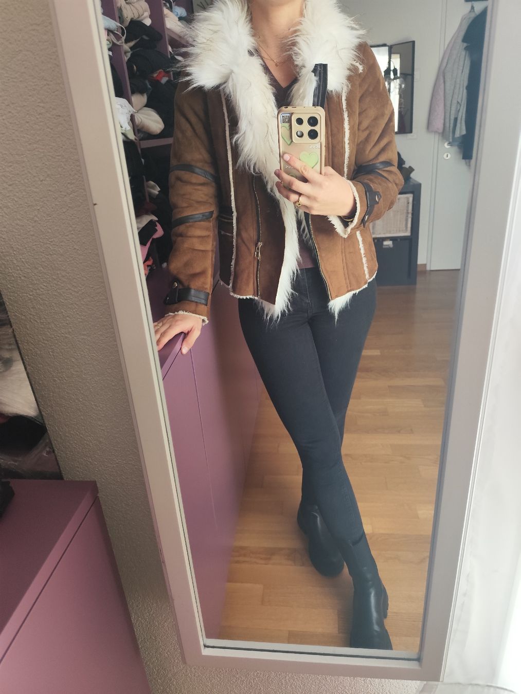 Giacche: Herbstjacke Leder mit Fell Gr. M – Usato da Visp venduto da kat_72br 2