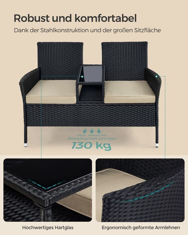 Set di tavolo e panche: Gartenmöbel Balkonmöbel Polyrattan Bank Tisch Sofa SOFISTA – Nuovo e nell'imballaggio originale da Lachen SZ venduto da MAMORU-MOEBEL 4