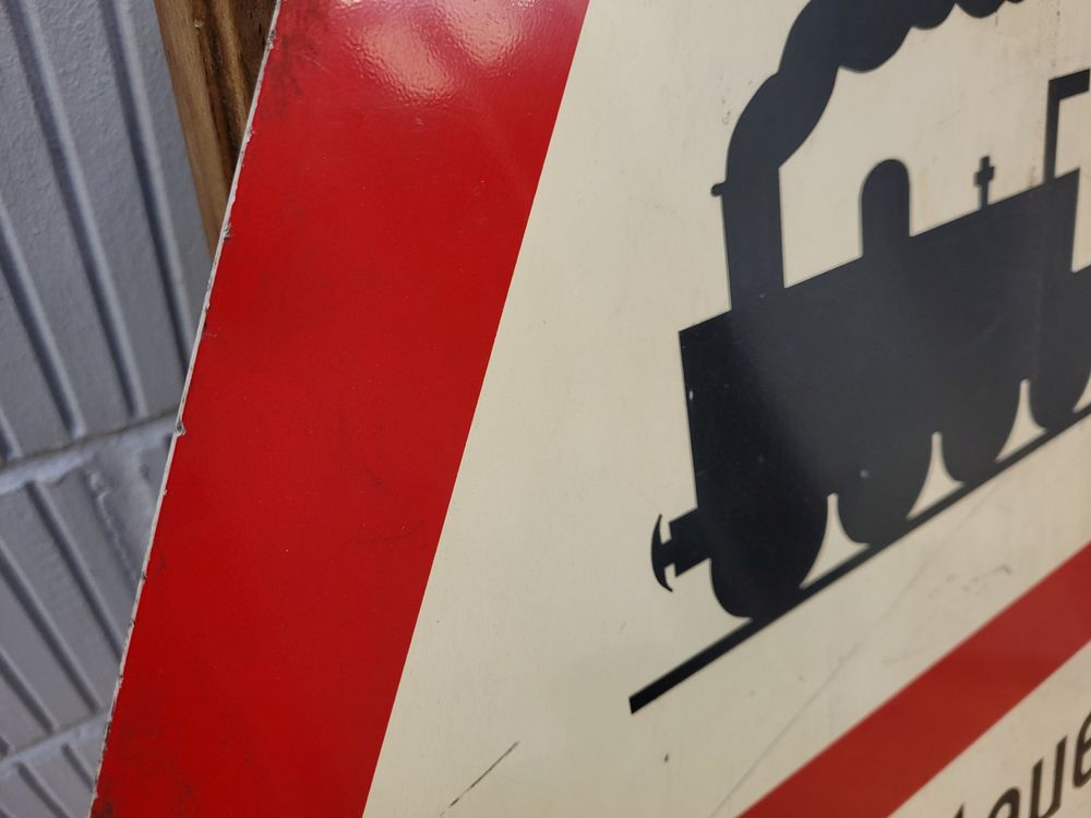  Eisenbahn Strassenschild FERNGESTEUERTE SCHIENENFAHRZEUGE (Gebraucht 