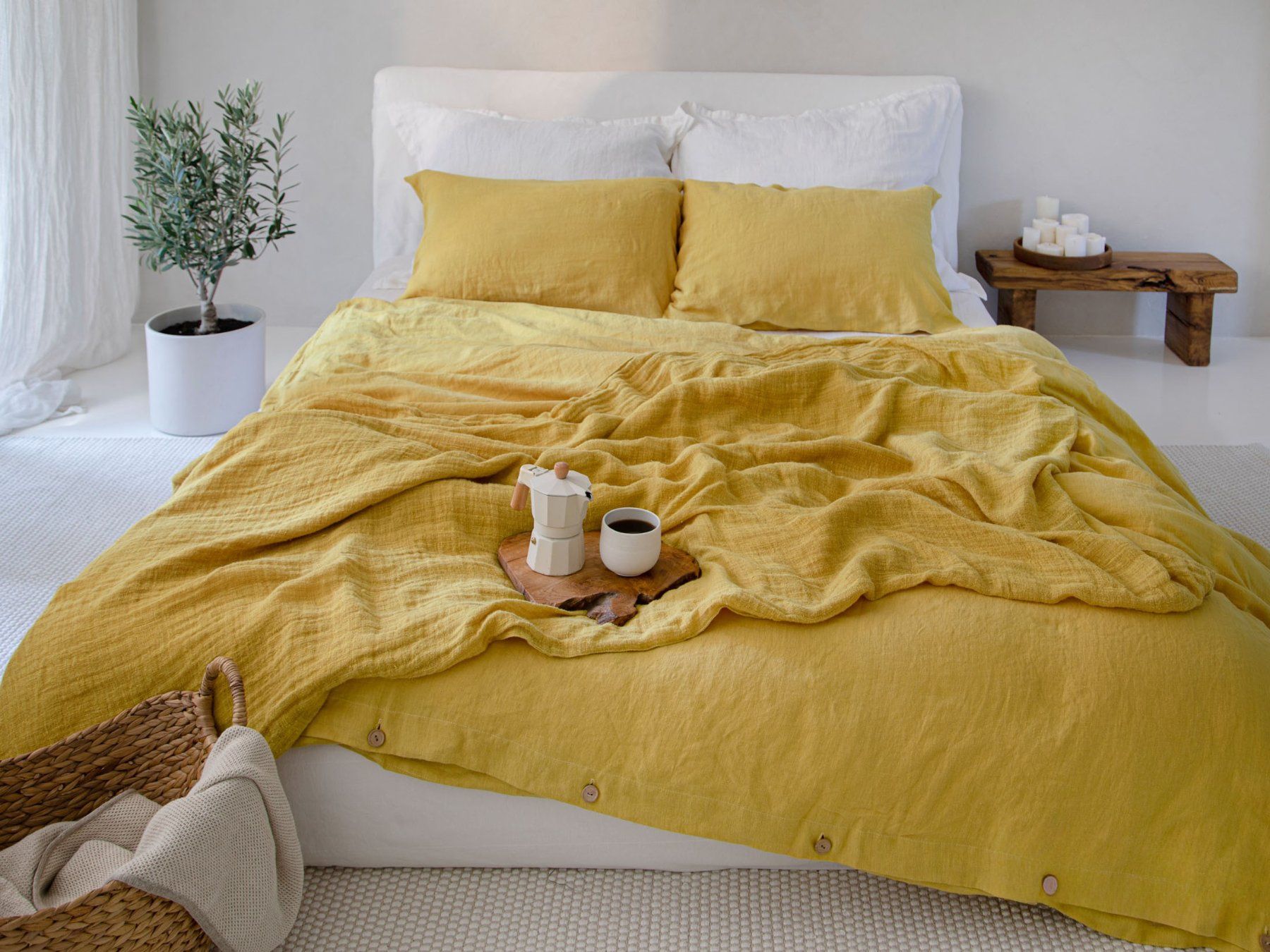 Biancheria da letto: Sonnengelb Leinenbettwäsche Set – Nuovo e nell'imballaggio originale da Affoltern am Albis venduto da EdelLinn 1