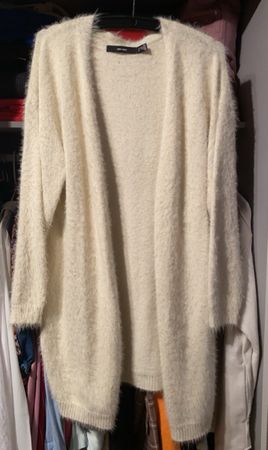 Flauschige Strickjacke weiss Gr 46