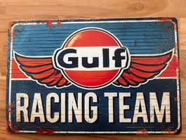 Blechschild Gulf Racing Team 20x30cm