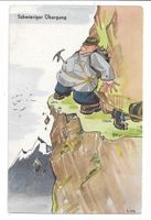 Humor Postkarte Robert Lips ca1938, Der Berggänger amAbgrund