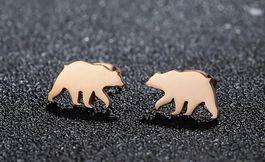 SÜSSE OHRSTECKER, BÄR, EDELSTAHL, ROSEGOLD NEU