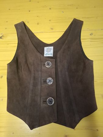 Trachtenweste Amann echt Wild-Leder braun Grösse 36 