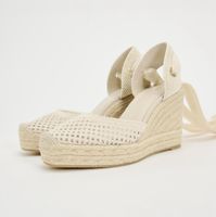 Zara Lace Up Crochet Wedges 37 NEW