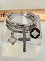 Moving Charms – Silberring 925 mit Zirkonia - Gr. 53