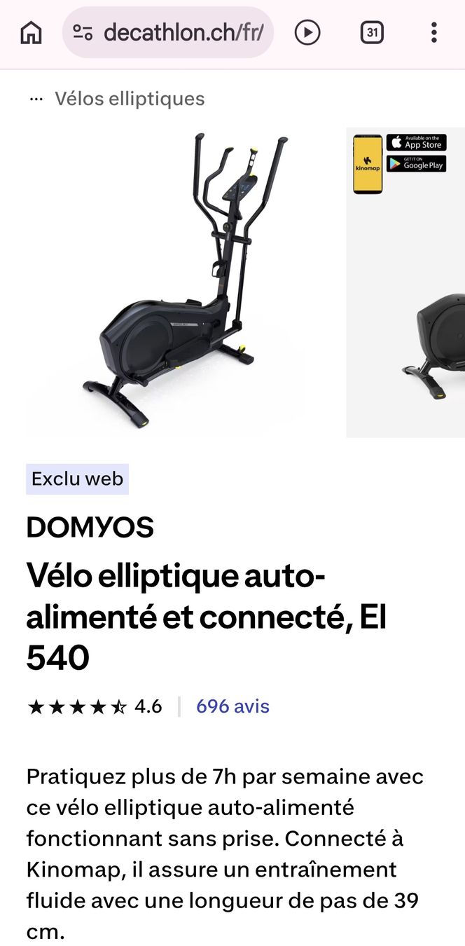 Decathlon Hometrainer: Vélo elliptique Domyos 540 – Gebraucht aus Satigny von faf_t85c 2