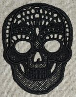 GOTHIC... Totenkopf gestickt, schwarz, ca. 6x8cm NEU