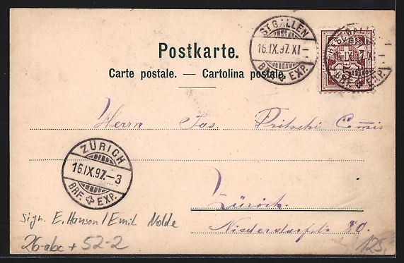 Cartoline postali: sign. E. Hansen /Emil Nolde: Die sieben  – Usato da Berlin venduto da bartko-reher 1